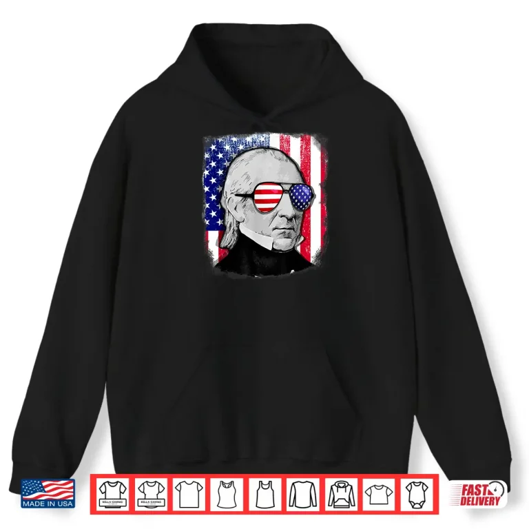Hoodie James K Polk US flag TShirt 4th of July