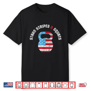 Stars Stripes And Squad Workout Gym Usa Flag 4Th July Shirt