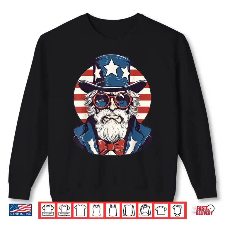 Sweatshirt Uncle Sam with Patriotic USA Flag American Independence Day Shirt