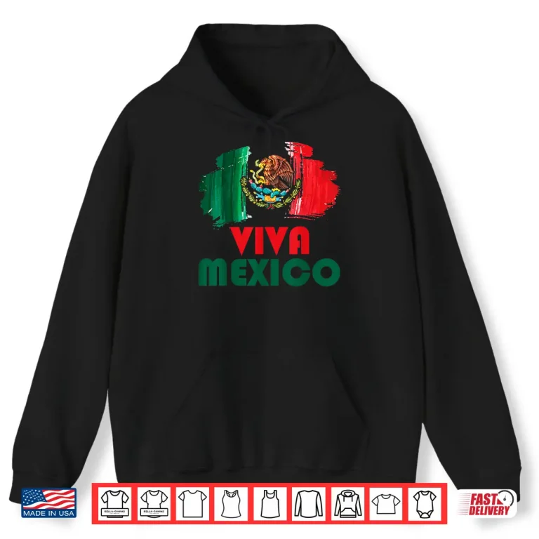 Hoodie Viva Mexico Flag Kids Toddler Mexican independence day White Shirt