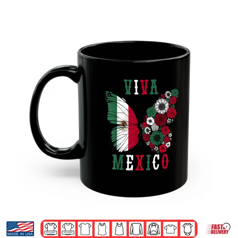 Mug Viva Mexico Mexican Independence Day Butterfly Flower Mexico Shirt