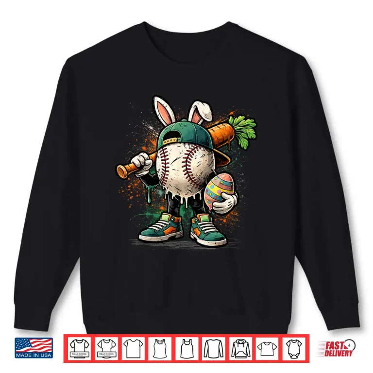 Sweatshirt Baseball Drip Boys Easter Bunny Baseball Shirt