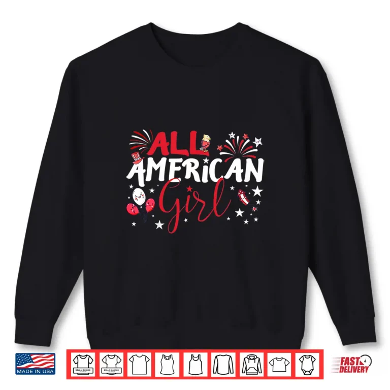 Sweatshirt Kids All American Girl for Independence Day Girls patriotic Shirt 1