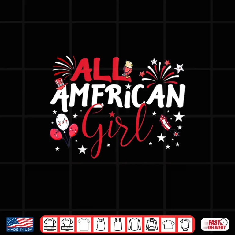 Design Kids All American Girl for Independence Day Girls patriotic Shirt 1