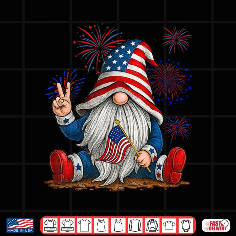 Design Patriotic Gnomes 4th Of July Funny Gnome USA American Flag Shirt 1