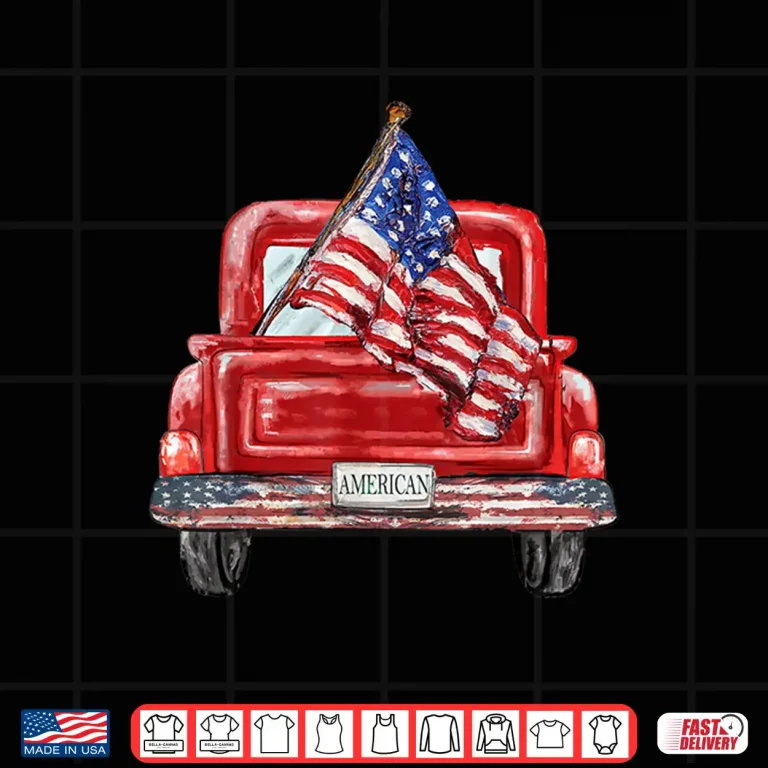 Design 4th of July Red Truck American Flag Independence Day USA Shirt