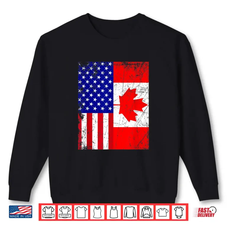 Sweatshirt Canadian American Shirt USA Canada Flag 4th of July Tshirt
