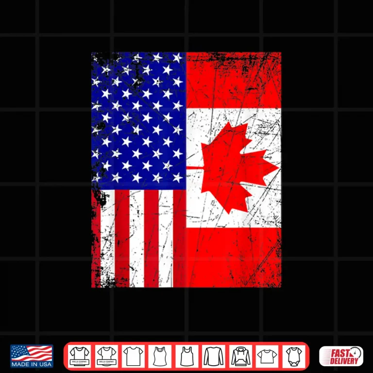 Design Canadian American Shirt USA Canada Flag 4th of July Tshirt