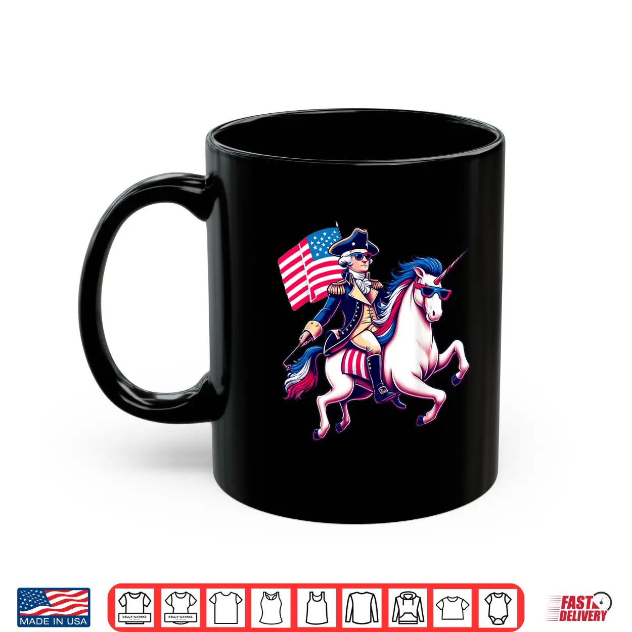 George Washington Riding A Unicorn 4Th Of July Vintage Kids Shirt
