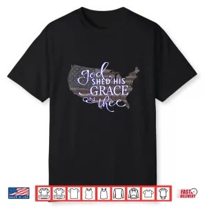 God Shed His Grace On Thee Distressed Usa Map And Flag Shirt