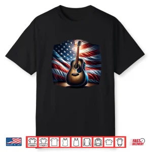 Guitar Usa Flag America Independence Day 4Th July Musician Shirt