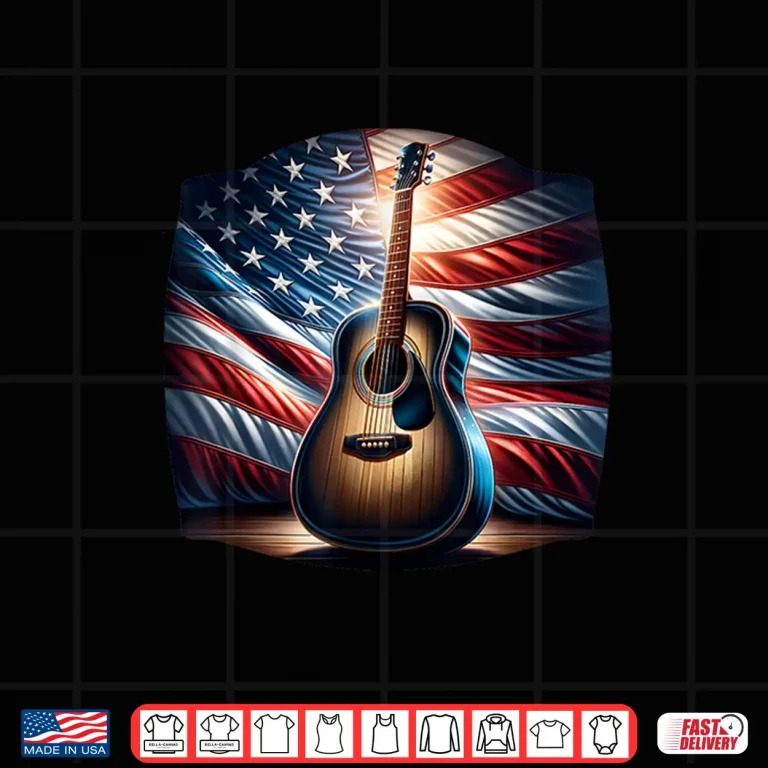 Design Guitar USA Flag America Independence Day 4th July Musician Shirt