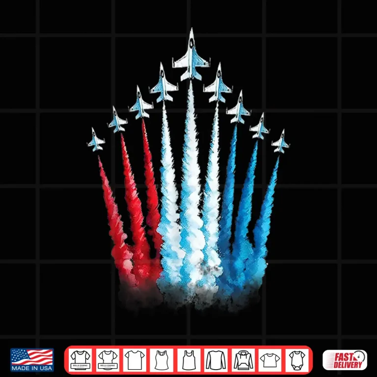 Design Red White Blue American US Flag Fighter Jet 4th Of July Boys Shirt