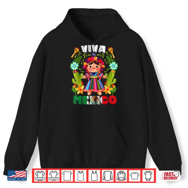 Hoodie Viva Mexico Mexican Girl Flowers Independence Day Girls Kids Shirt