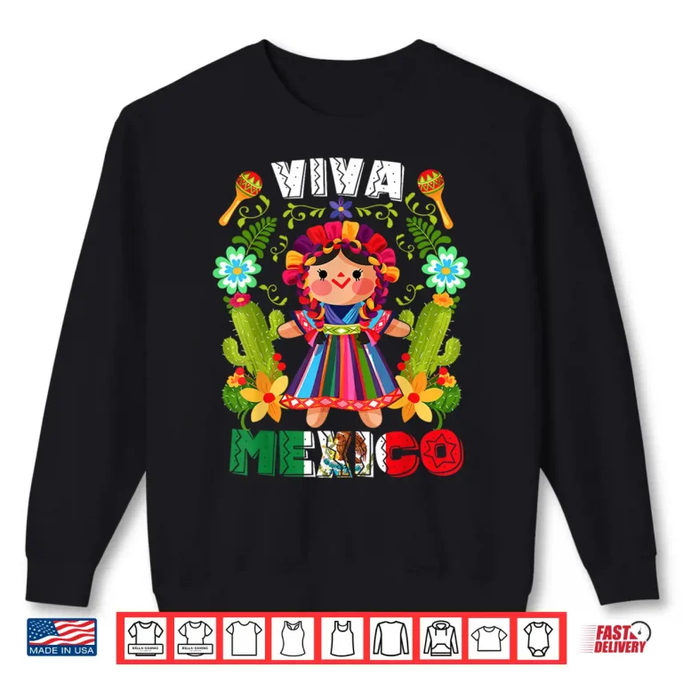 Sweatshirt Viva Mexico Mexican Girl Flowers Independence Day Girls Kids Shirt