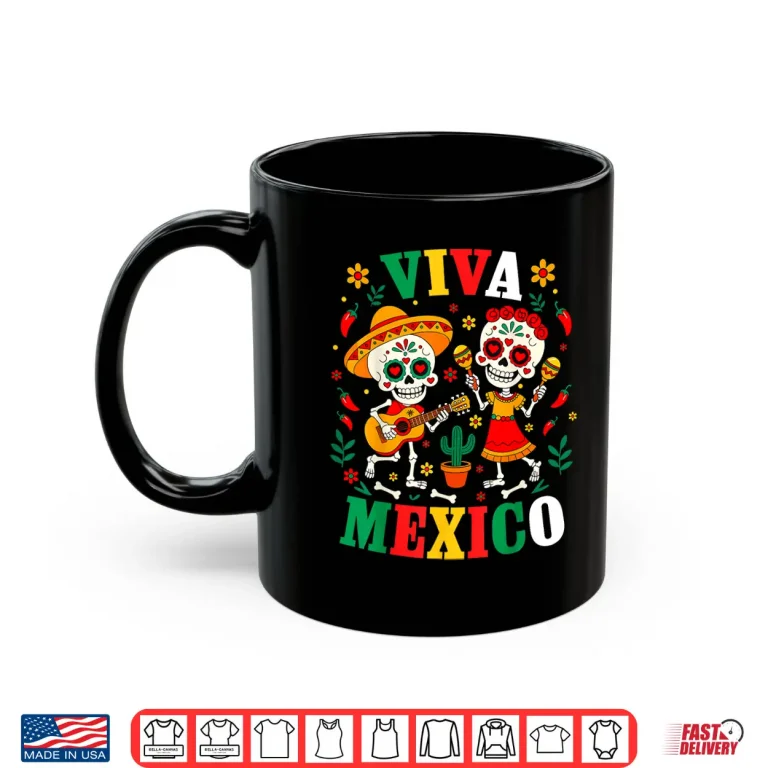 Mug Viva Mexico Mexican Girl Boy Kids Skeleton Independence Day Shirt