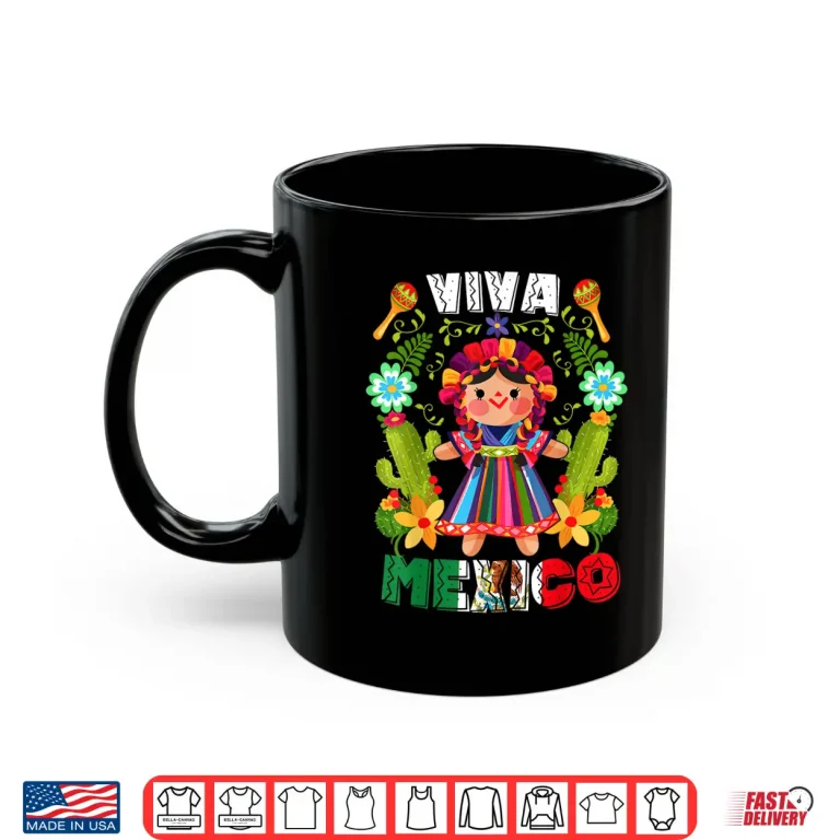 Mug Viva Mexico Mexican Girl Flowers Independence Day Girls Kids Shirt