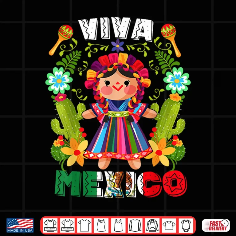 Design Viva Mexico Mexican Girl Flowers Independence Day Girls Kids Shirt