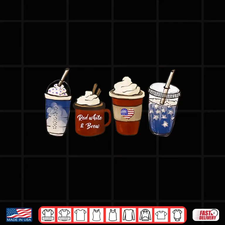 Design America Coffee 4th of July Red White Brew Latte Patriotic Shirt