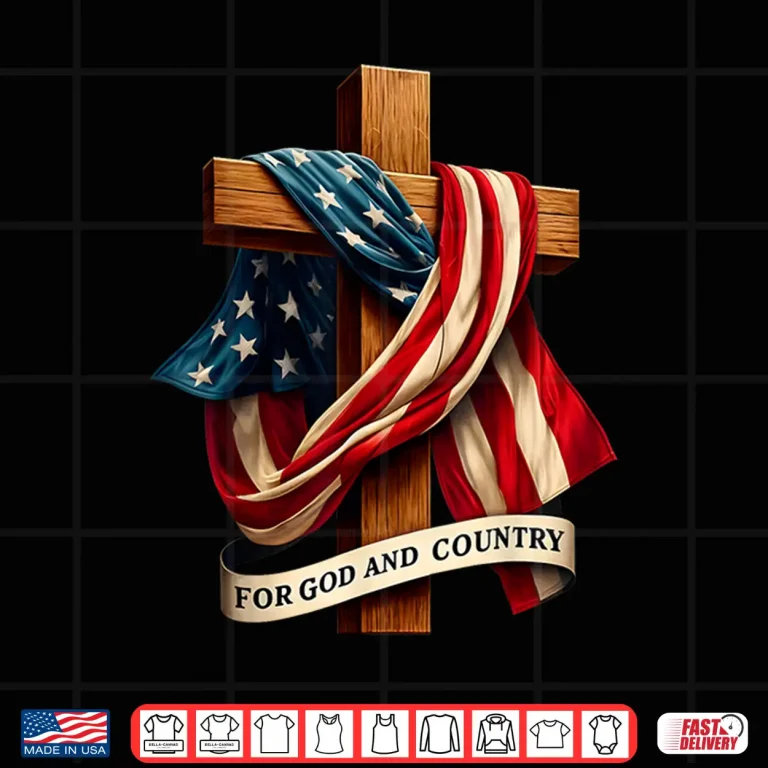 Design For God and Country Cross Christian Patriotic Jesus Lovers Shirt