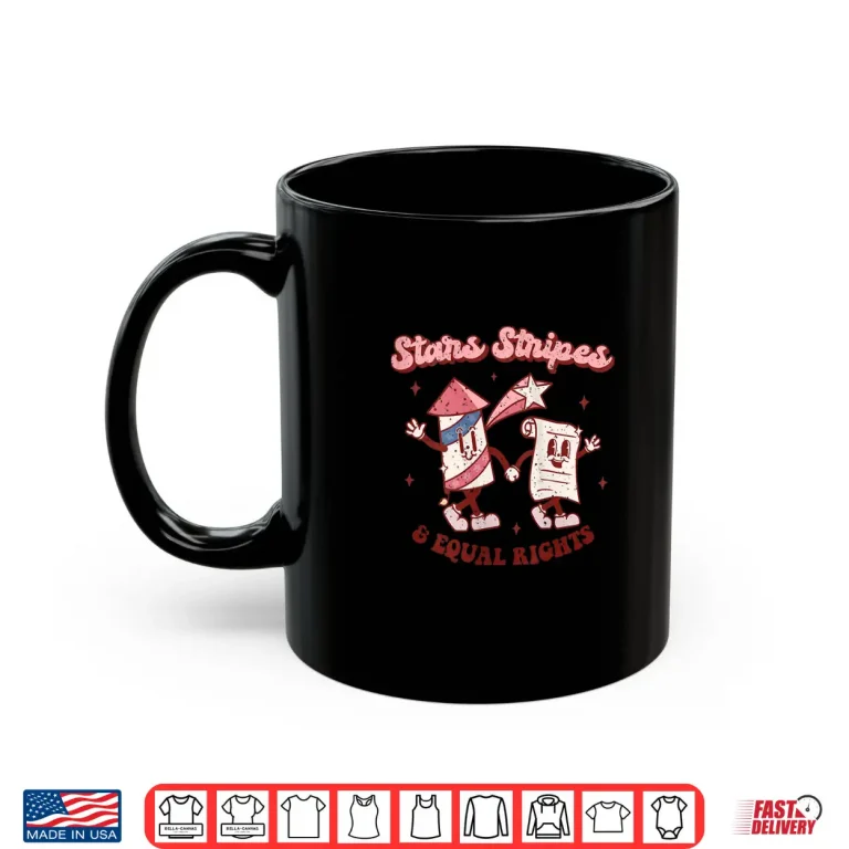 Mug Womens Stars Stripes Equal Rights 4th Of July Retro Groovy Women Shirt