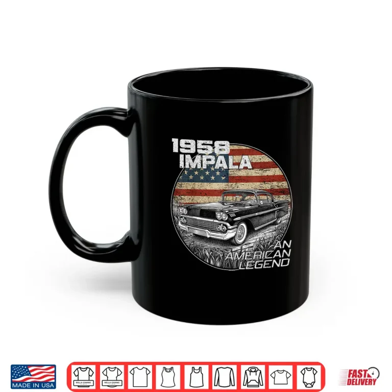Mug 1958 58 Impala Old School Muscle Car American Flag Shirt