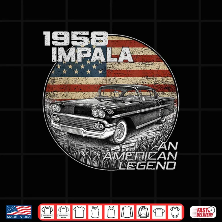 Design 1958 58 Impala Old School Muscle Car American Flag Shirt