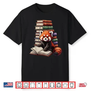 Cute Red Panda Reading Book Animal Bookworm Shirt
