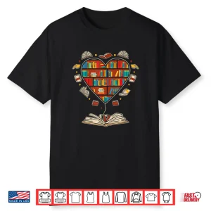 Heart Shape Librarian Themed Book Club Reading Book Lovers Shirt