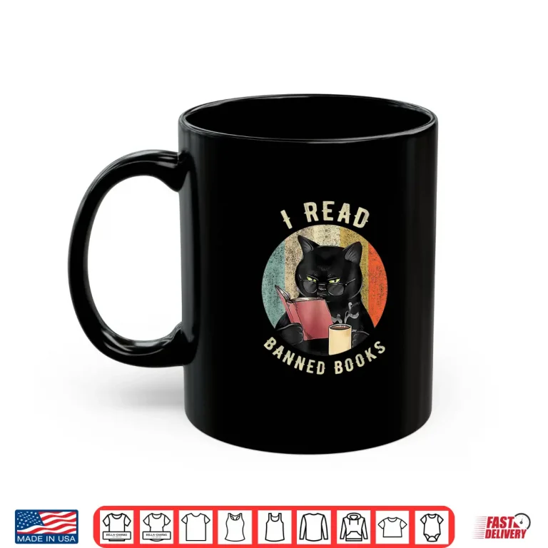 Mug Cat I Read Banned Books Funny Bookworms Reading Book Shirt
