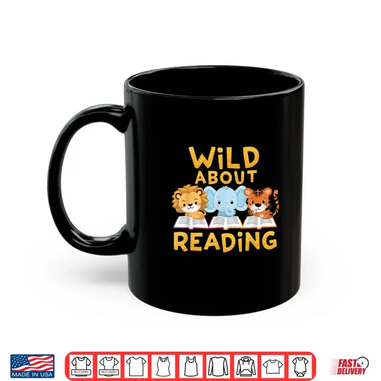 Mug Wild About Reading Cute Animal Book Lover Kids Shirt