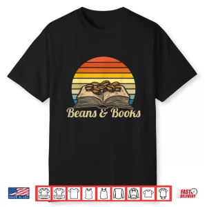 Coffee Beans & Books Retro Bookworm Librarian Shirt