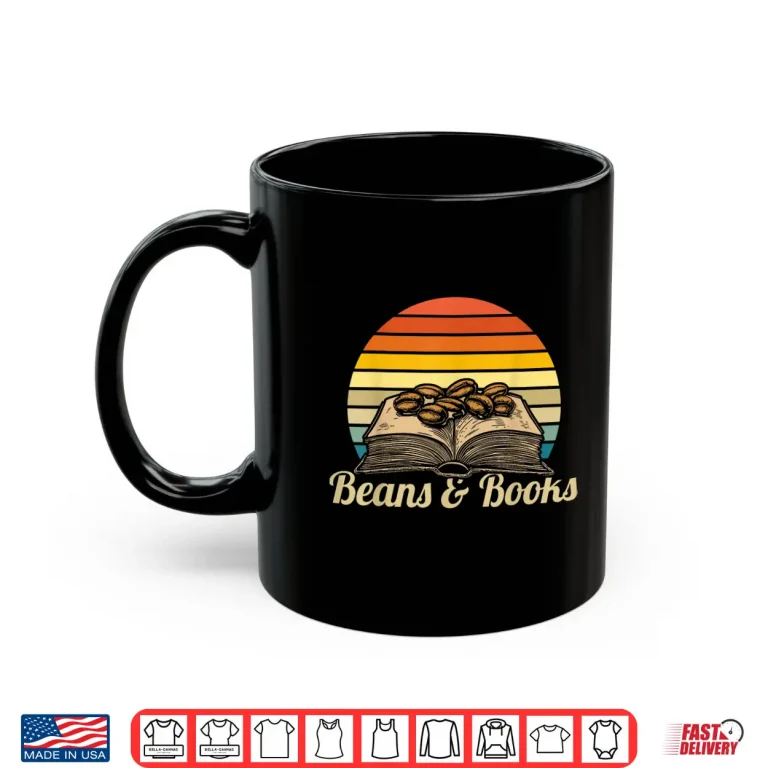 Mug Coffee Beans Books Retro Bookworm Librarian Shirt