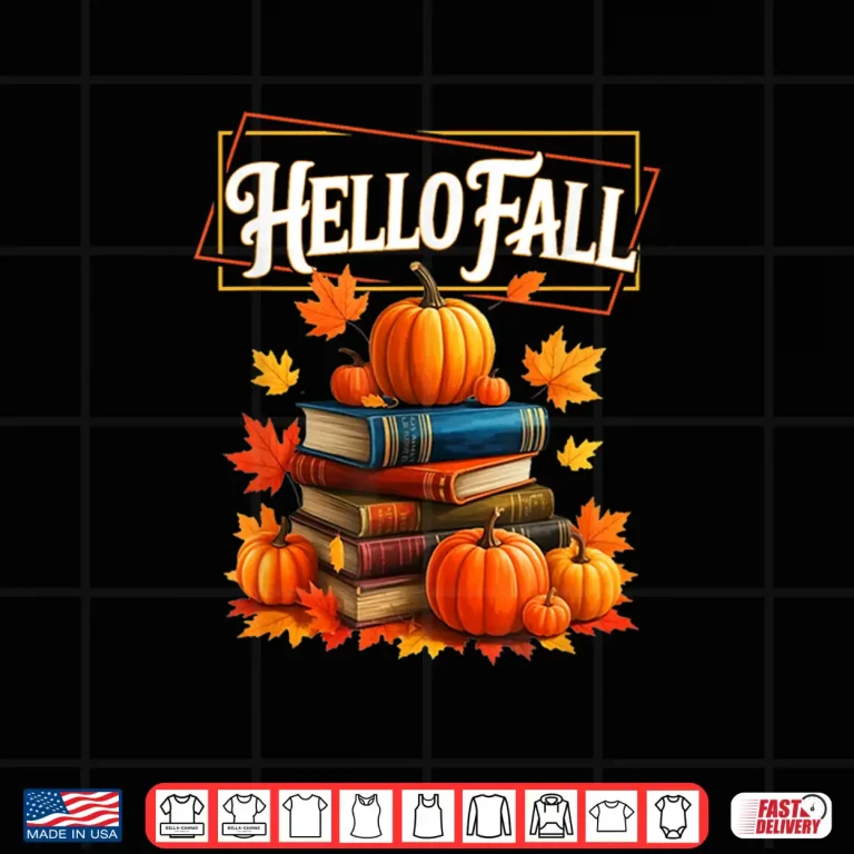 Design Hello Fall Pumpkin and Books Reading Lovers in Autumn Fall Shirt