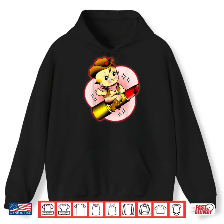 Hoodie Kewpie Baby Cowgirl Red Lipstick Rodeo Love Shirt