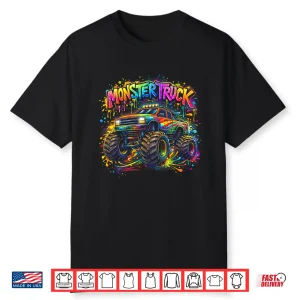 Monster Truck Retro Colorful Graffiti Toddlers Youth Adults Shirt