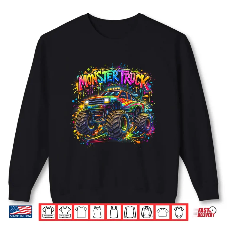 Sweatshirt Monster Truck Retro Colorful Graffiti Toddlers Youth Adults Shirt