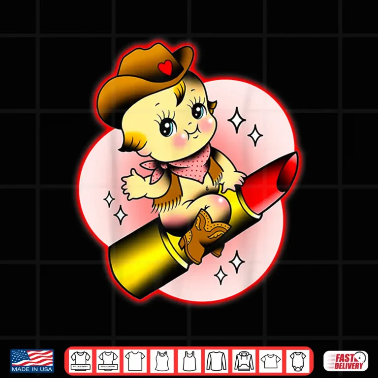 Design Kewpie Baby Cowgirl Red Lipstick Rodeo Love Shirt