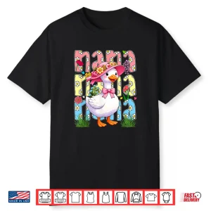 Nana Colorful Floral Goose Bow Tie Mother’S Day Farmer Shirt