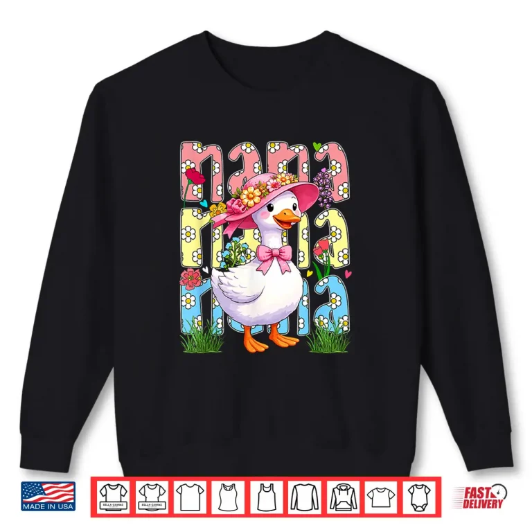 Sweatshirt Nana Colorful Floral Goose Bow Tie Mothers Day Farmer Shirt