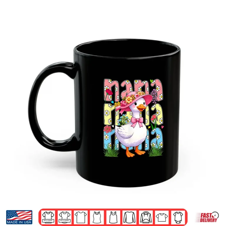 Mug Nana Colorful Floral Goose Bow Tie Mothers Day Farmer Shirt