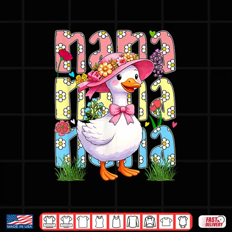 Design Nana Colorful Floral Goose Bow Tie Mothers Day Farmer Shirt