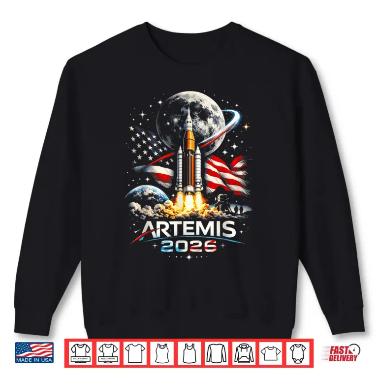 Sweatshirt Space Rocket Launch Mission to The Moon Artemis 2 Shirt