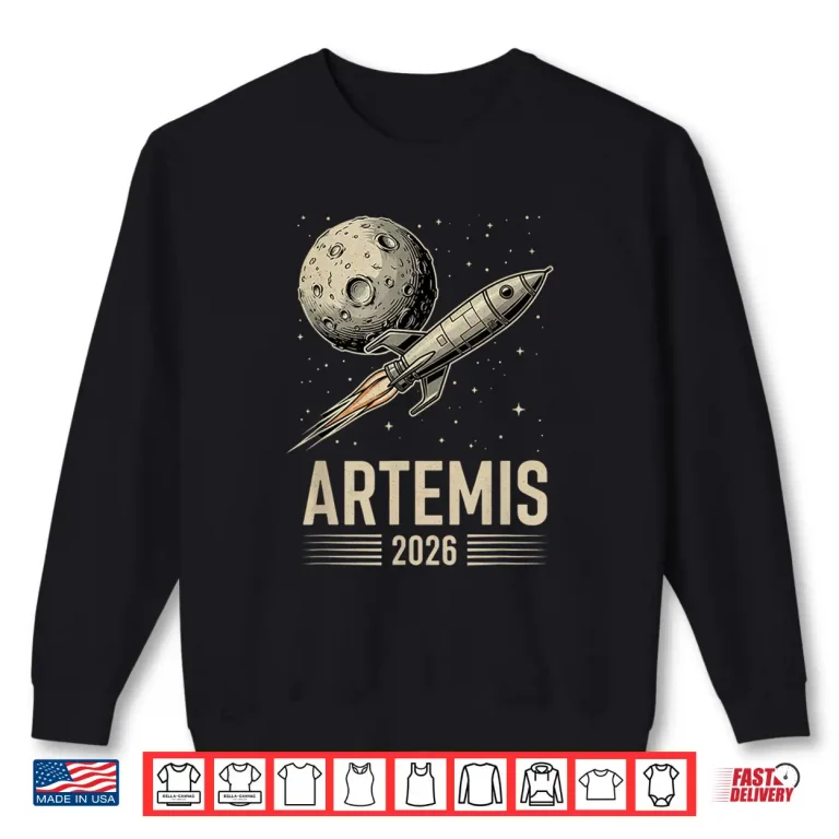 Sweatshirt Artemis 2 Launch to The Moon Mission Retro Rocket Ship Shirt