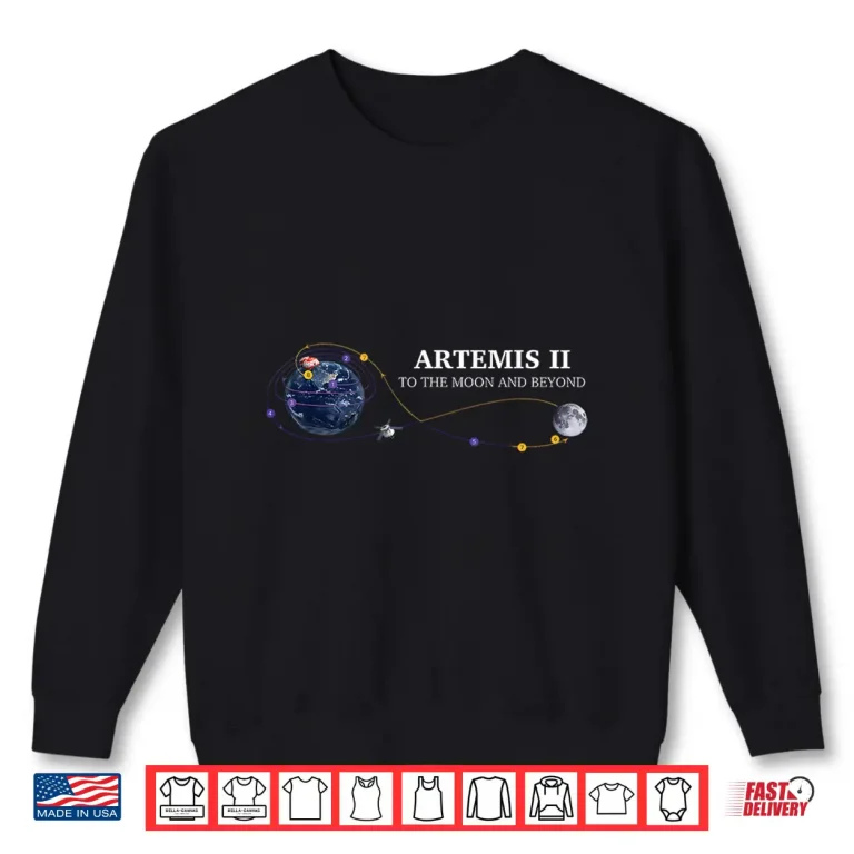 Sweatshirt Artemis 2 Route Map SLS Rocket Launch Mission to The Moon Shirt
