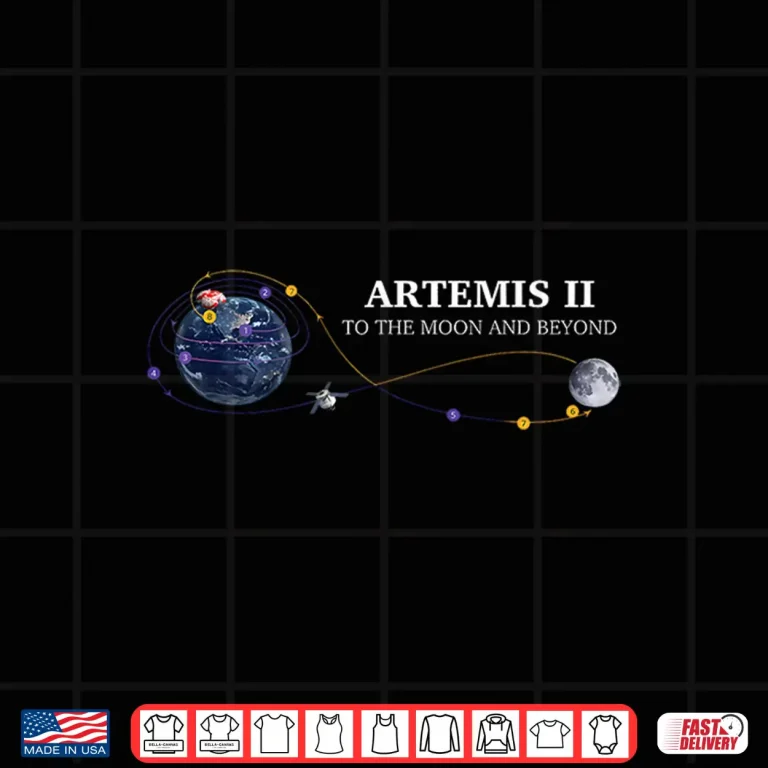Design Artemis 2 Route Map SLS Rocket Launch Mission to The Moon Shirt