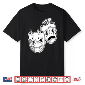 Smile Now Cry Later Angel Devil Happy Sad Vintage Cartoon Shirt
