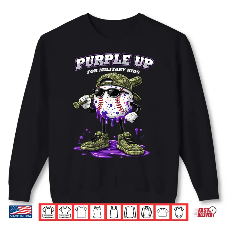 Sweatshirt Purple Up for Military Kids Baseball Military Boys Kid Shirt