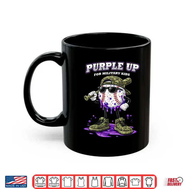 Mug Purple Up for Military Kids Baseball Military Boys Kid Shirt