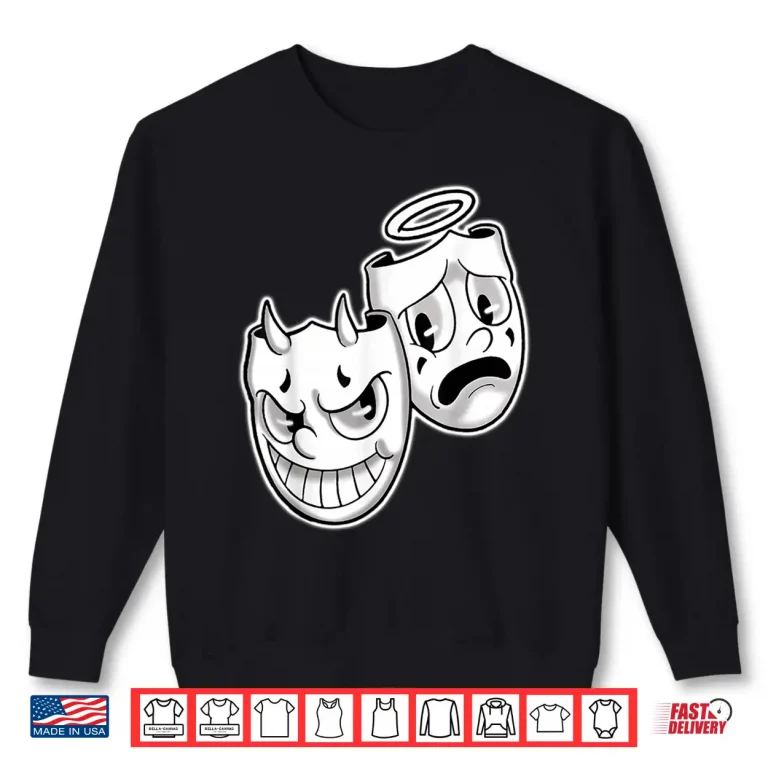 Sweatshirt Smile Now Cry Later Angel Devil Happy Sad Vintage Cartoon Shirt